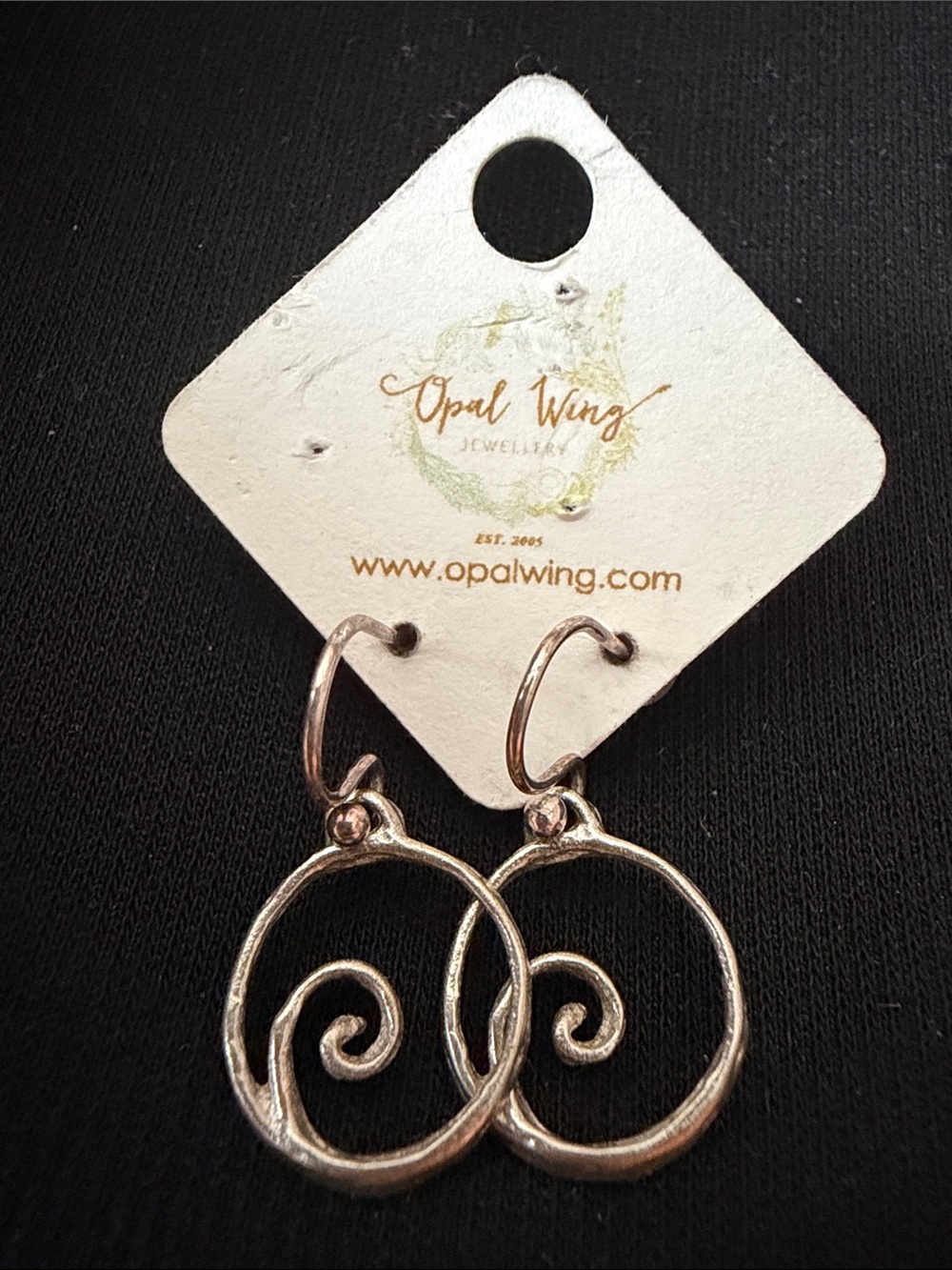 New 925 sterling silver fancy spiral dangle hoops earrings